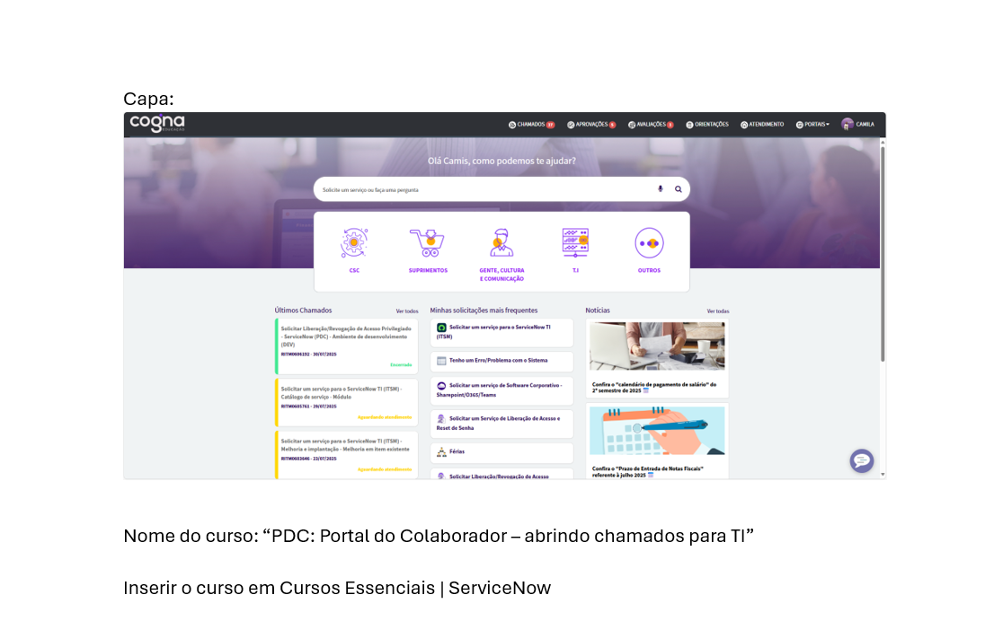 PDC POrtal do Colaborador - abrindo chamados para TI